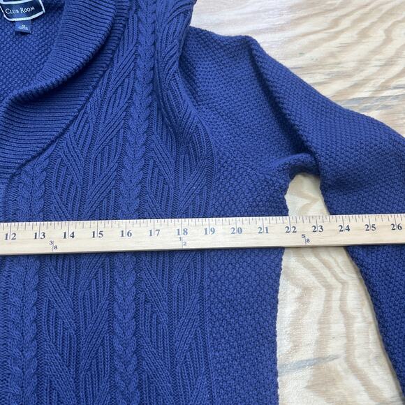 Club Room Cardigan Sweater Shawl Neck Men Size Medium Blue Knit Grandpa Mature - Picture 8 of 11